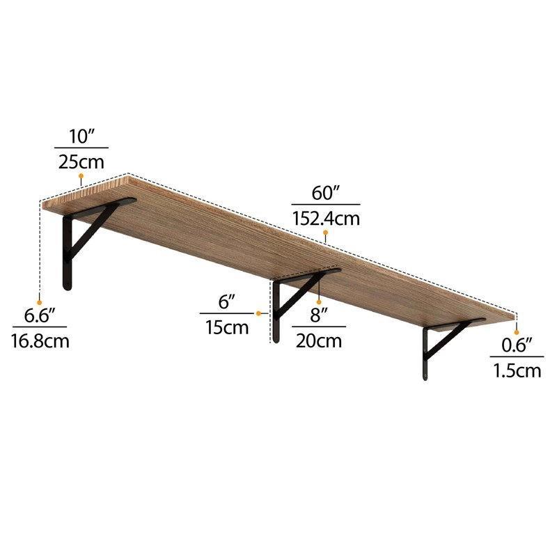 Yanık Masif Paulownia Ahşap Rustik 3lü Set Duvar Rafı - 153 cm - 180392