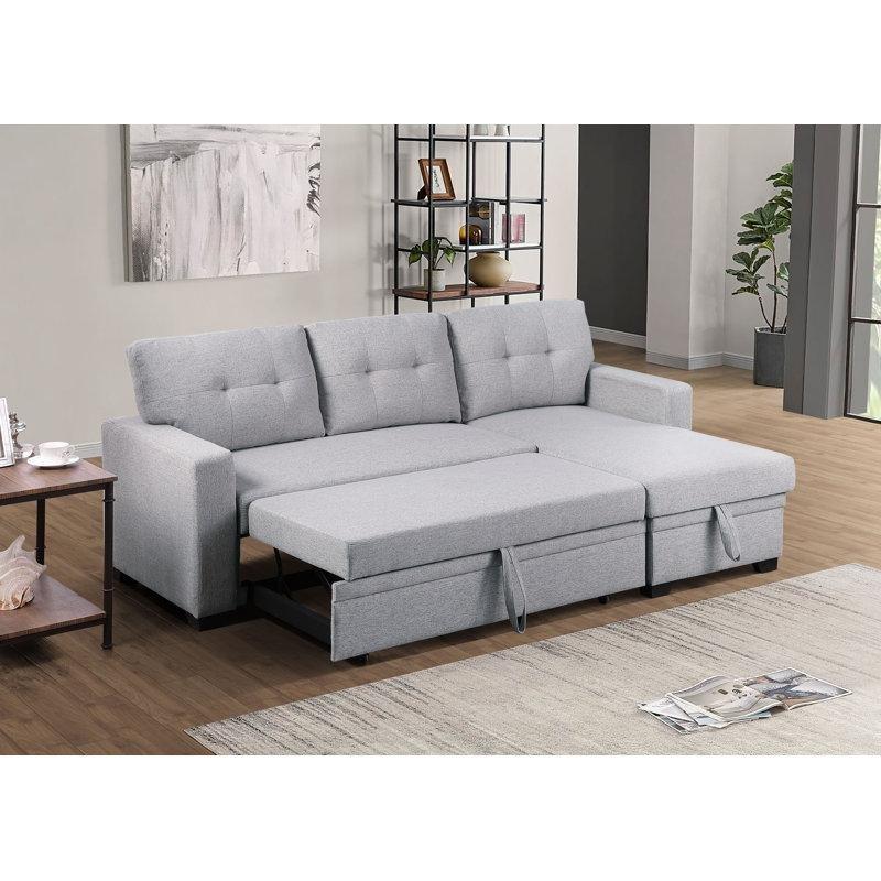 Yataklı Sandıklı Ters Çevrilebilir Şezlonglu Keten Kumaş Köşe Koltuk - 209 cm - 196465