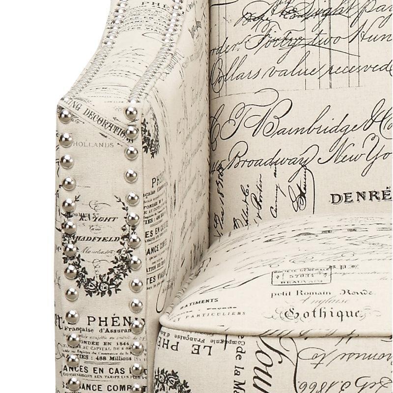 Yazı Desenli Ahşap Puflu Zımba Detaylı Tekli Koltuk - 205178