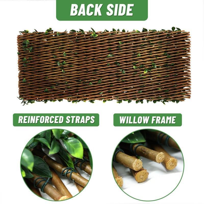 Yeşil Ahşap Gardenya Yapraklı Genişleyebilir Gizlilik Yapay Çit Paneli 2li Set - 295x122 cm - 170641