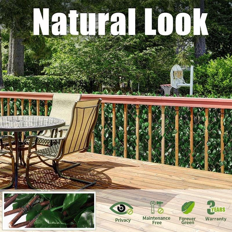 Yeşil Ahşap Genişletilebilir Çift Taraflı Sarmaşık Yapay Çit - 290x51 cm - 170804