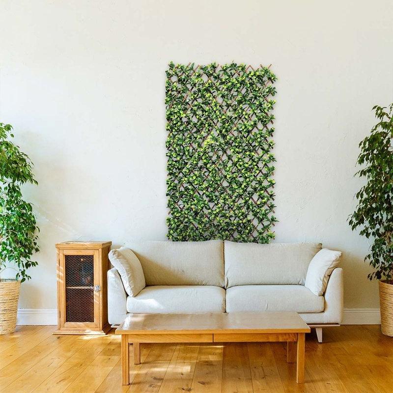 Yeşil Ahşap Söğüt Genişletilebilir UV Korumalı Yapay Çit - 290x51 cm - 170699
