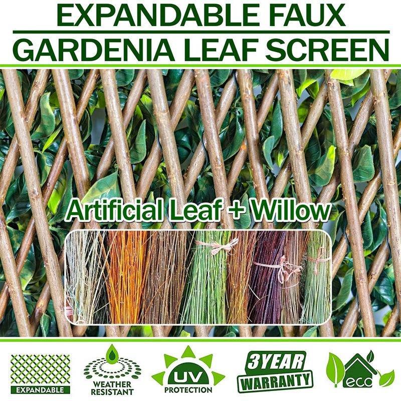 Yeşil Ahşap Söğüt Genişletilebilir UV Korumalı Yapay Çit - 290x51 cm - 170699