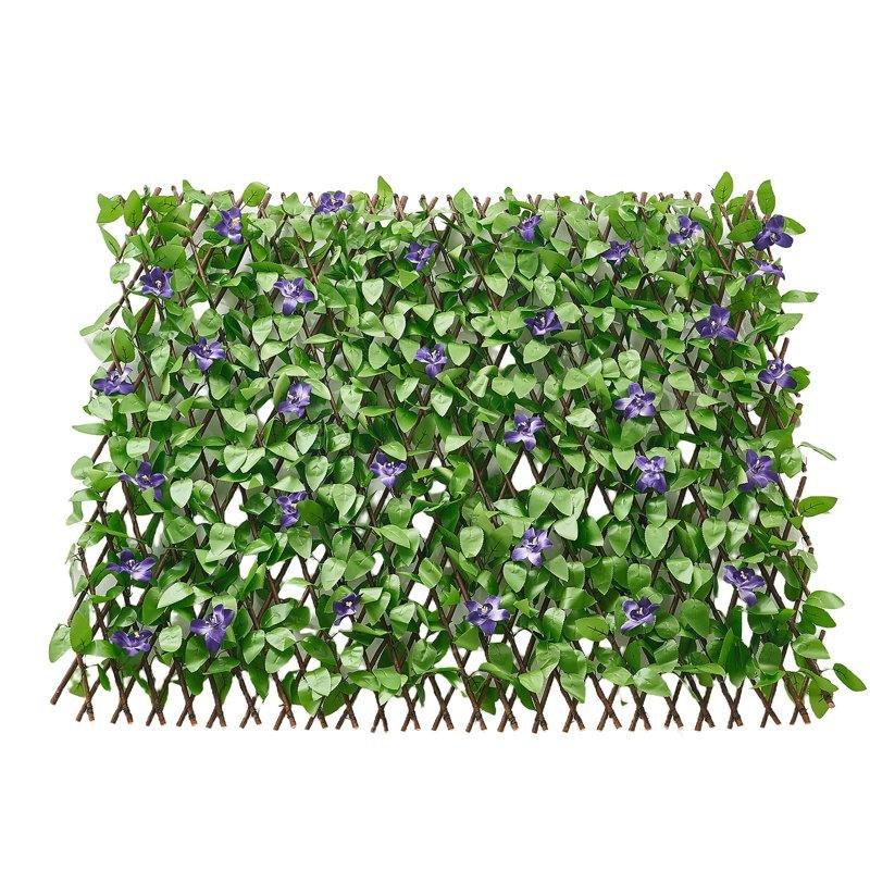 Yeşil Bambu Genişleyebilir Çiçekli Dekoratif Yapay Çit - 65x310 cm - 170604