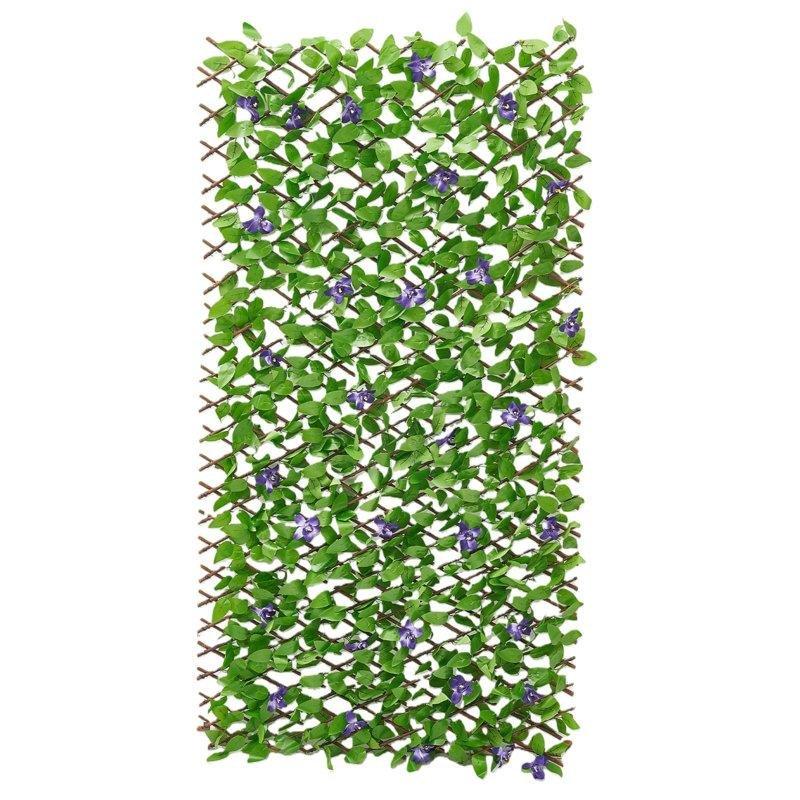 Yeşil Bambu Genişleyebilir Çiçekli Dekoratif Yapay Çit - 65x310 cm - 170604