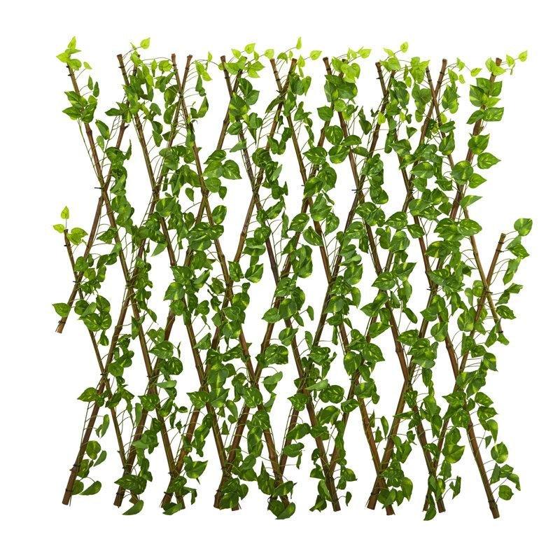Yeşil Bambu Genişleyebilir UV Korumalı Pothos Sarmaşık Yapay Çit - 120x126 cm - 170596
