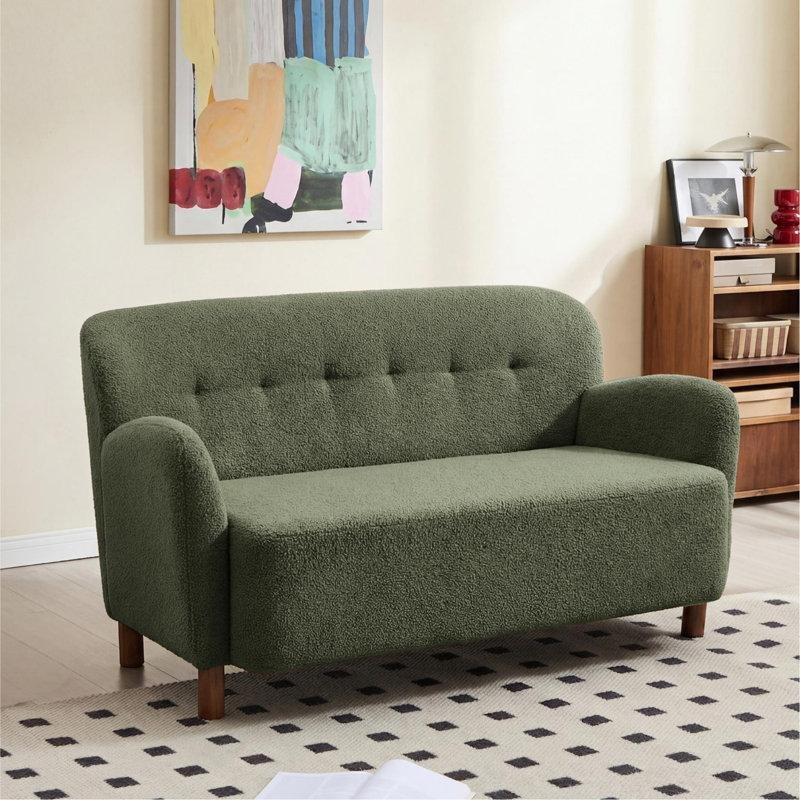 Yeşil Bukle Kumaş Kapitoneli İkili Koltuk - 150 cm - 207067