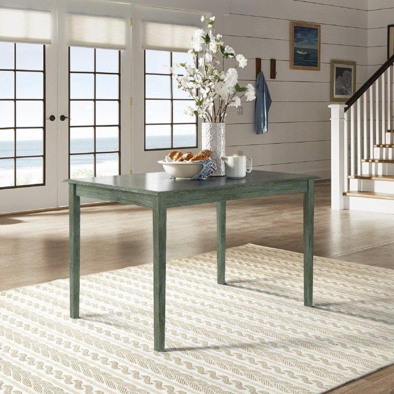 Yeşil Eskitme Kauçuk Ağacı ve MDF Dikdörtgen Bohem Yemek Masası - 122x82 cm - 238100