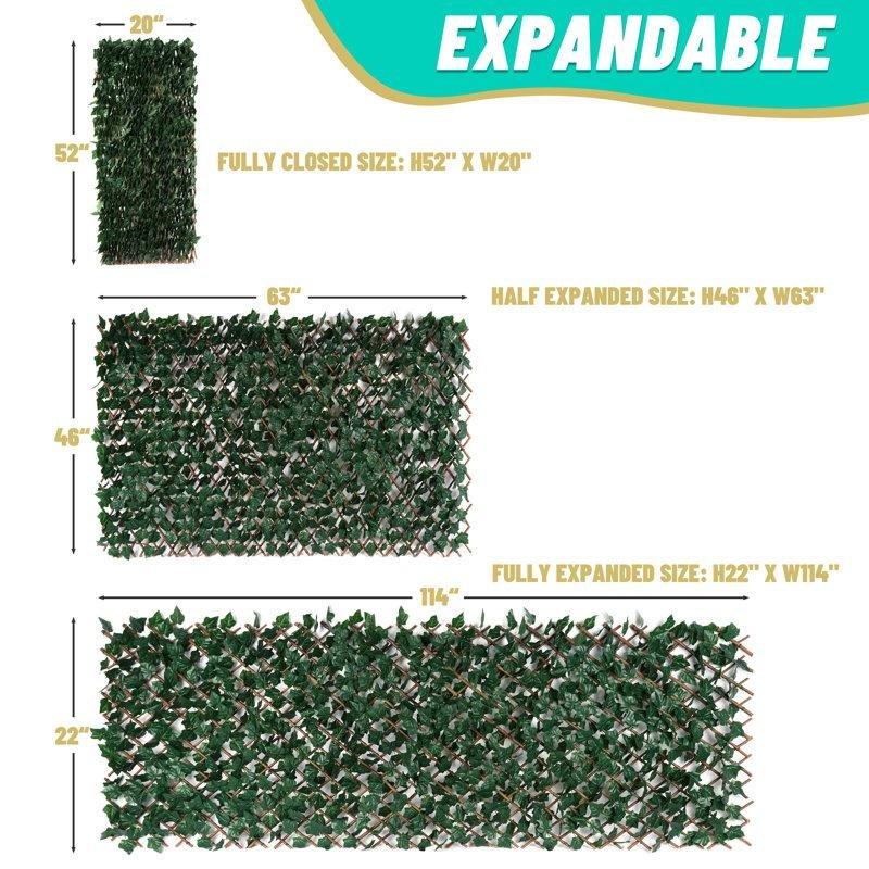 Yeşil Genişletilebilir UV Korumalı Söğüt Ahşap Yapay Sarmaşık Çit - 290x56 cm - 170906