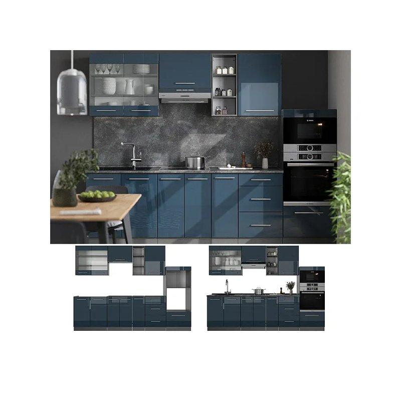 Yeşil Gold ve Antrasit Country Mutfak Modeli - 280x60x82 cm - 186529