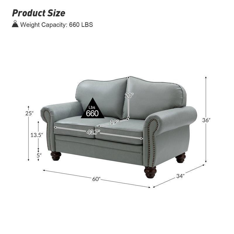 Yeşil Hakiki Deri Çivi Detaylı Chester İkili Koltuk - 153 cm - 207858