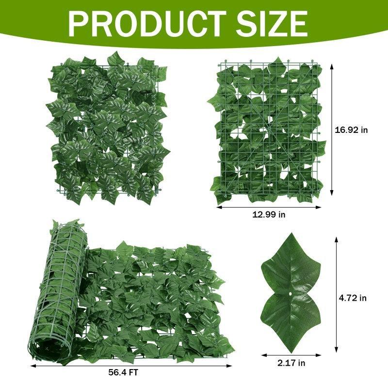 Yeşil İpek Kumaş ve Plastik 40lı Set Yapay Sarmaşık Çit - 43x33 cm - 170713