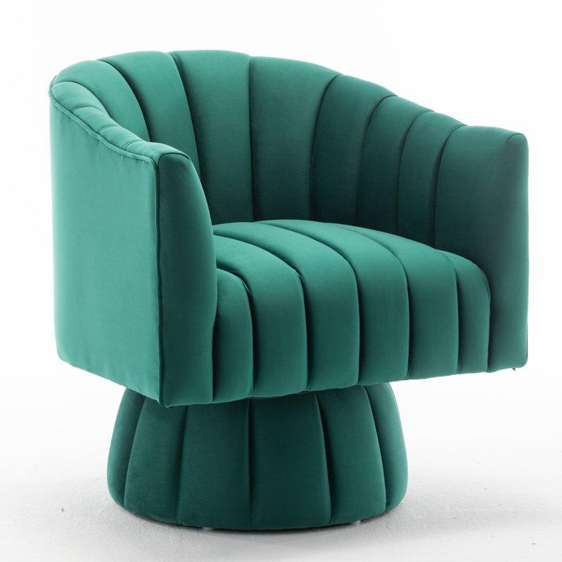 Yeşil Kadife Döner Fıçı Tasarım Tekli Koltuk - 204663