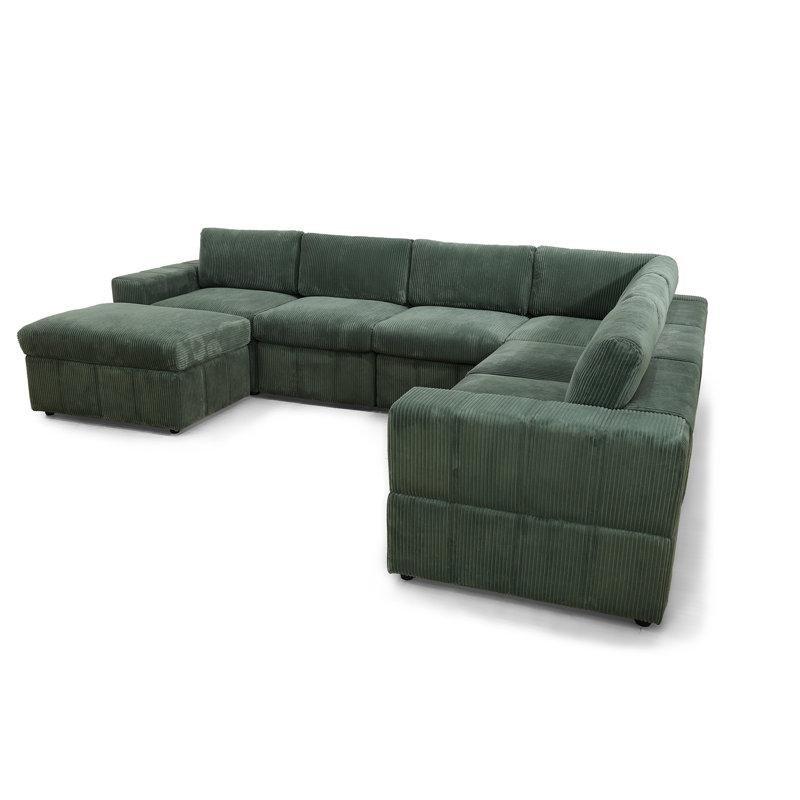 Yeşil Kadife Kumaş Sol Köşe Modüler Köşe Koltuk Takımı - 260x331 cm - 193614