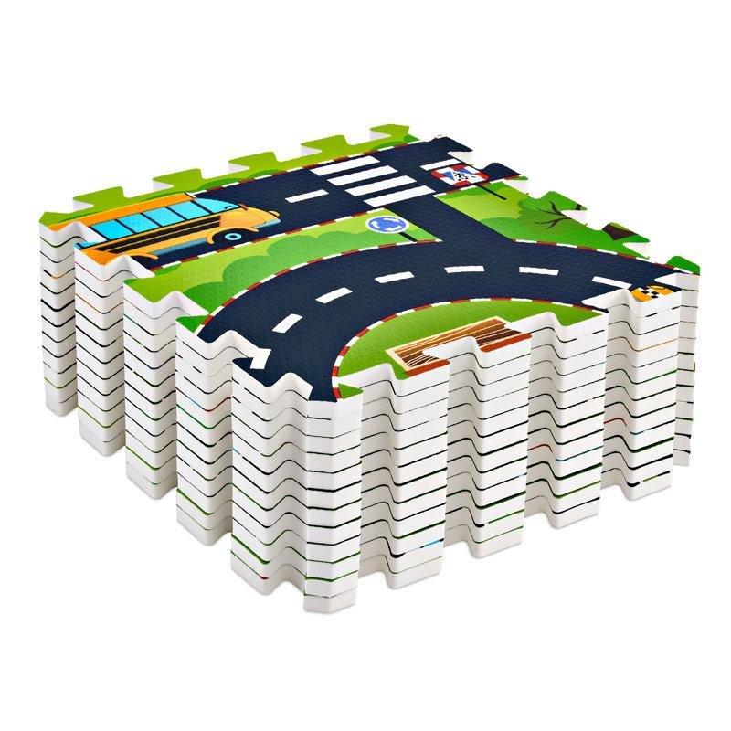 Yeşil Köpük Trafik Yollu Puzzle Oyun Halısı - 87x115 cm - 182466
