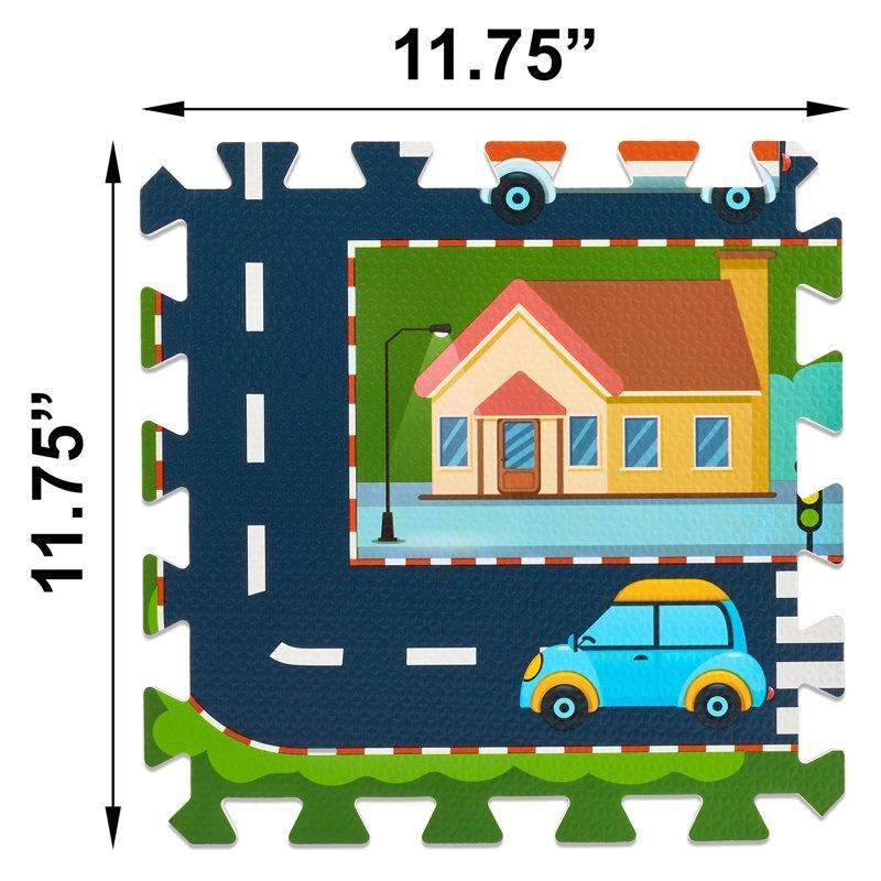 Yeşil Köpük Trafik Yollu Puzzle Oyun Halısı - 87x115 cm - 182466
