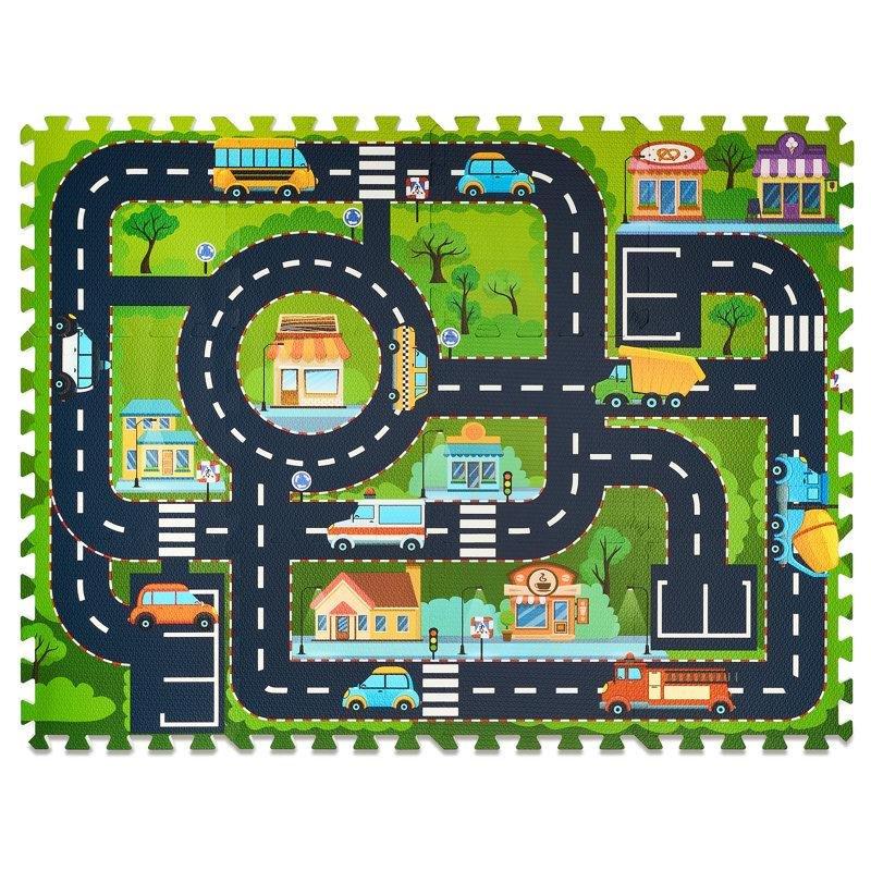 Yeşil Köpük Trafik Yollu Puzzle Oyun Halısı - 87x115 cm - 182466