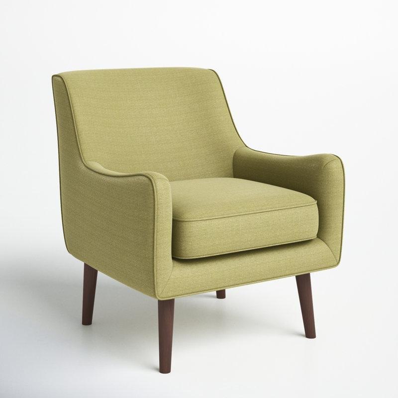 Yeşil Kumaş Çıkarılabilir Minderli Konik Ahşap Ayaklı Yüzyıl Ortası Tekli Koltuk - 77 cm - 205028