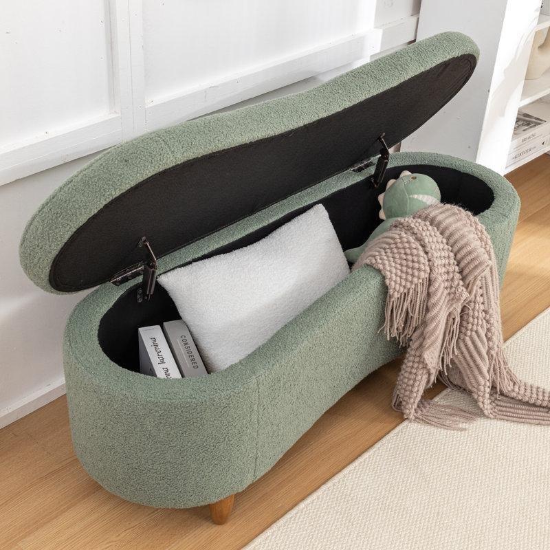 Yeşil Kumaş Döşemeli Sandıklı Yatak Odası Benchi - 122 cm - 164686