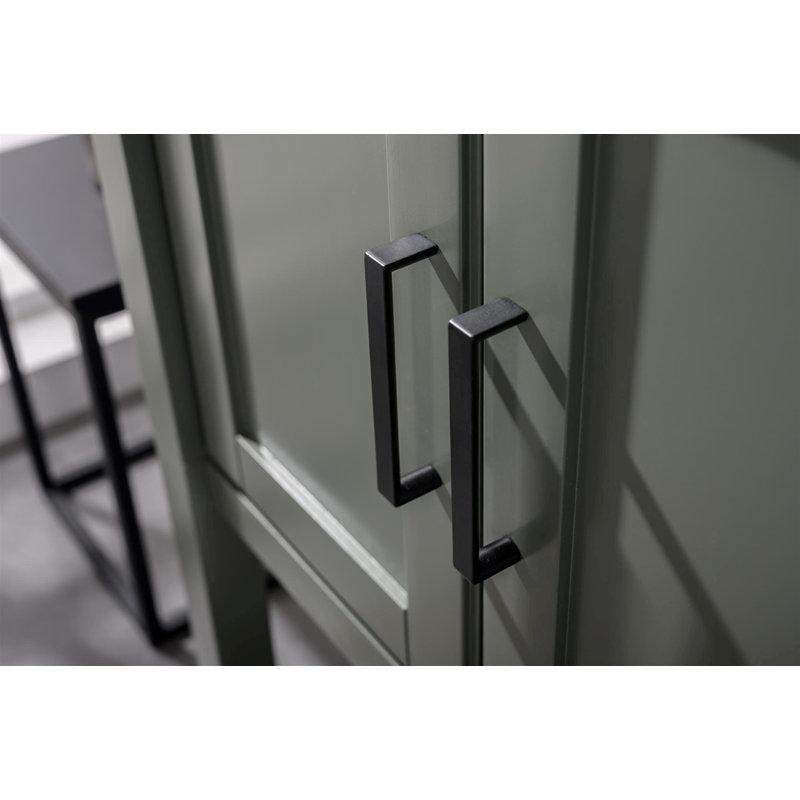 Yeşil Masif Ahşap Seramik Tezgahlı Ayaklı Banyo Lavabo Dolabı - 60 cm - 200670