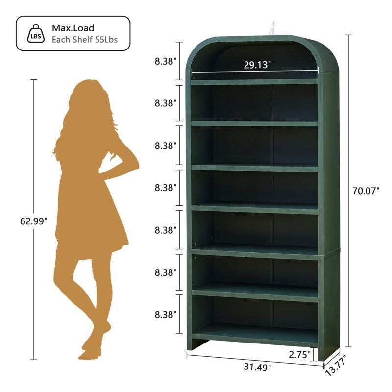 Yeşil MDF 7 Raflı Kemerli Tasarım Ayarlanabilir Ayakkabılık - 228422