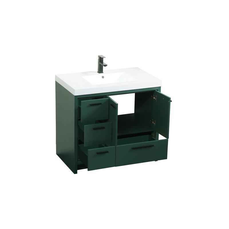 Yeşil MDF Yavaş Kapanır 4 Çekmeceli Reçine Tezgahlı Ayaklı Banyo Lavabo Dolabı - 92 cm - 198839