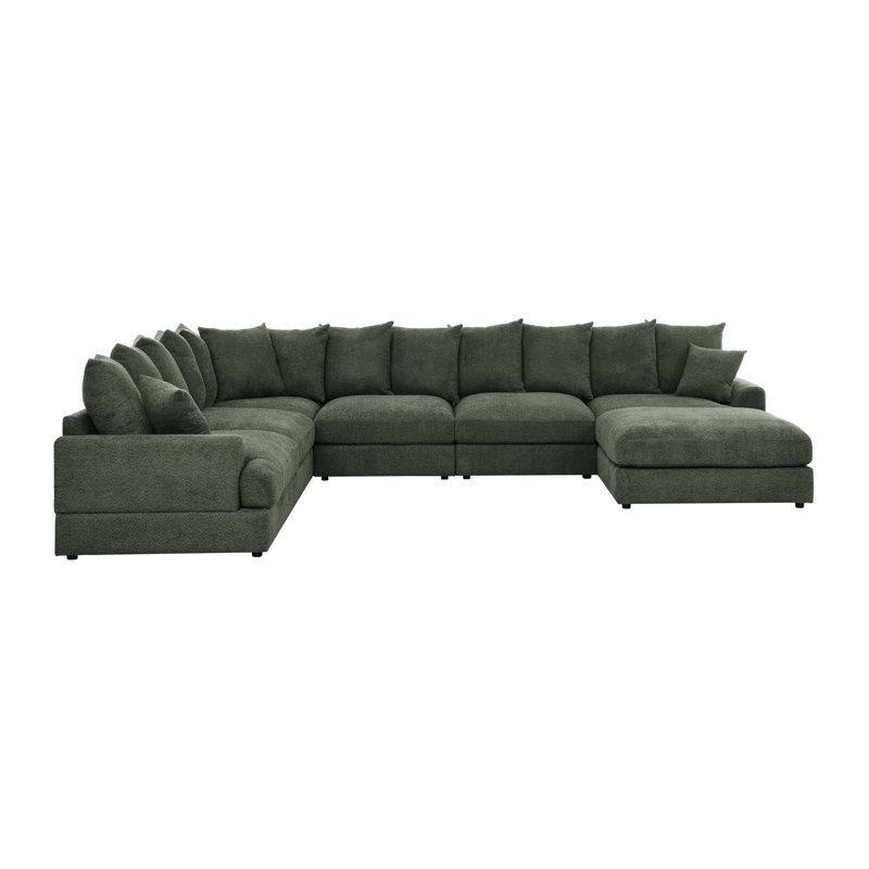 Yeşil Mikro Süet Derin Oturumlu Modüler U Köşe Koltuk Takımı - 397x305 cm - 194495