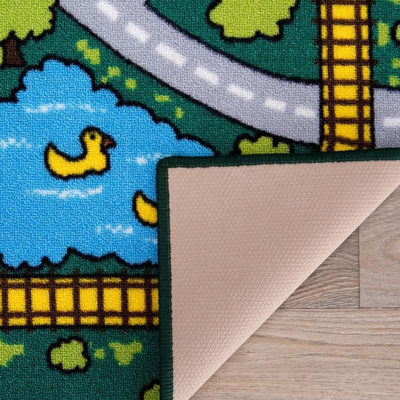 Yeşil Naylon Kaymaz Tabanlı Eğitici Şehir Yolu Oyun Halısı - 153x214 cm - 182388