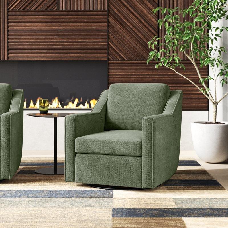 Yeşil Örme Kumaş 360 Derece Dönebilen Tekli Koltuk - 203086