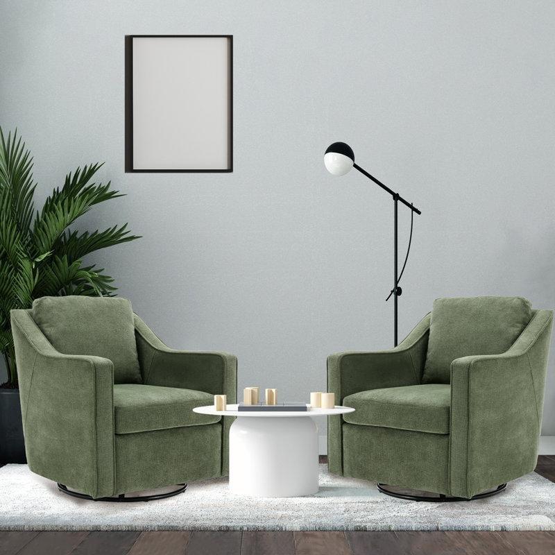 Yeşil Örme Kumaş 360 Derece Dönebilen Tekli Koltuk - 203086