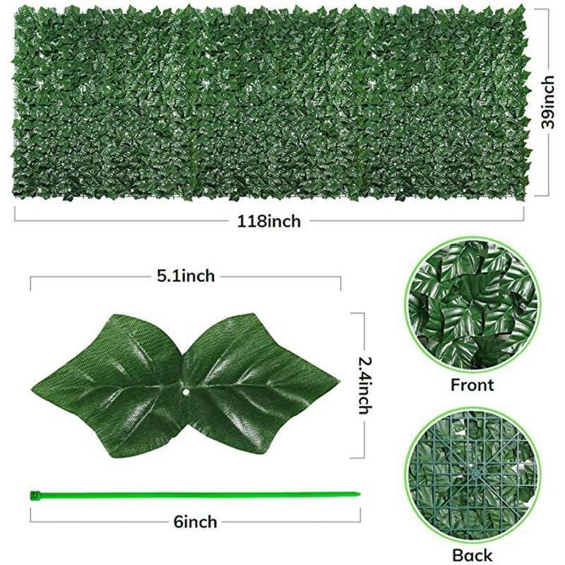 Yeşil Plastik Sarmaşık Yapraklı Gizlilik Sağlayan Rulo Yapay Çit - 300x100 cm - 170782
