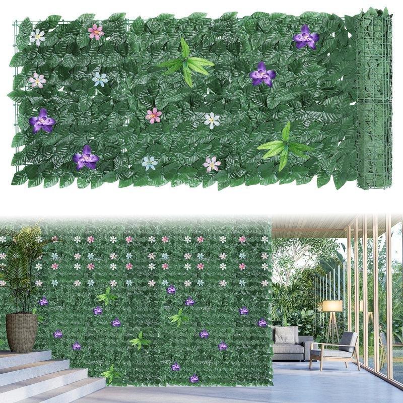 Yeşil Plastik Yapay Yapraklı Balkon Çiti - 120x240 cm - 174467