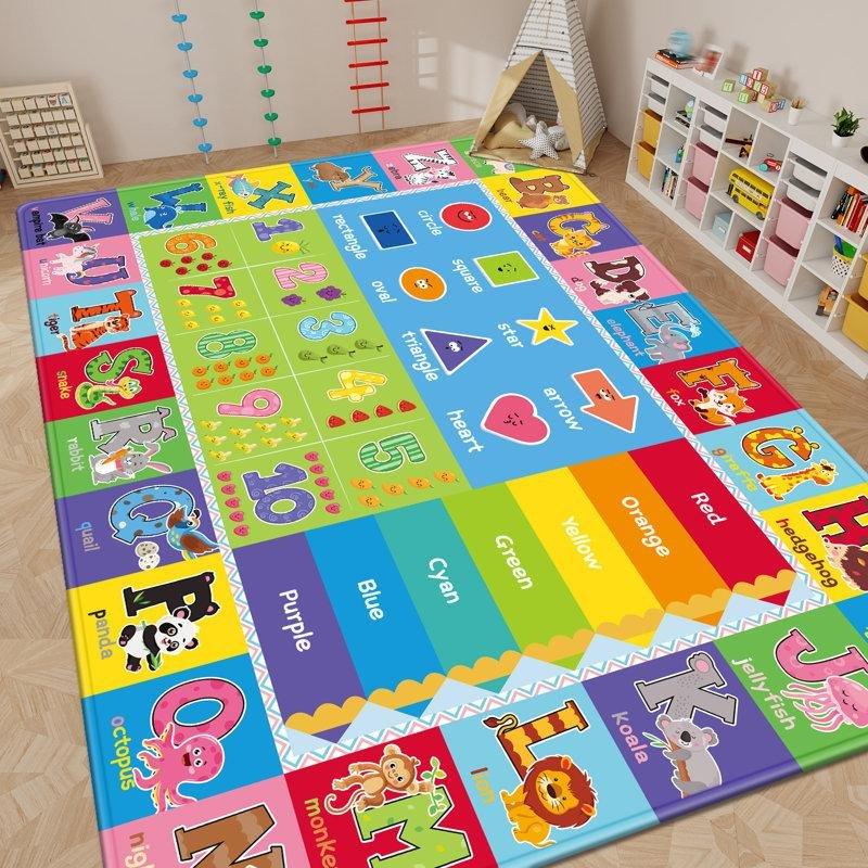 Yeşil Polyester Kaymaz Tabanlı Flanel Dokulu Oyun Halısı - 150x200 cm - 182533