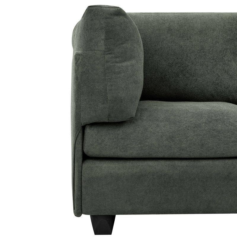 Yeşil Polyester Kumaş Modüler Yönü Değiştirilebilir Köşe Koltuk Takımı - 237x158 cm - 194456