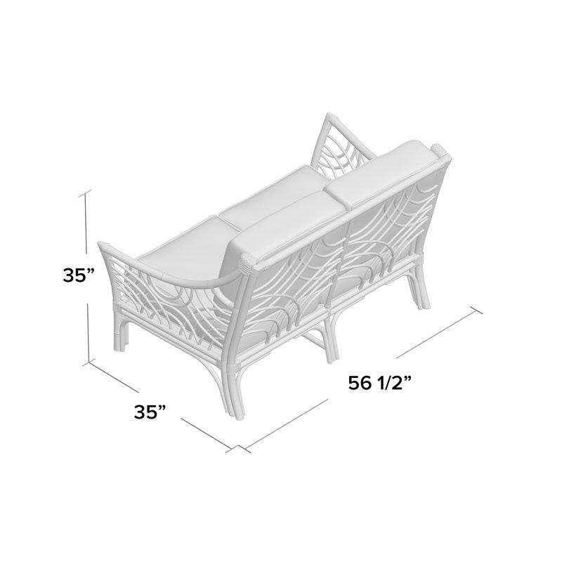 Yeşil Rattan Minderli İkili Koltuk - 144 cm - 205831
