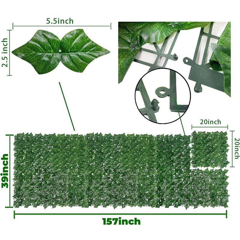 Yeşil Sarmaşık Yapraklı Dekoratif Gizlilik Paneli Yapay Çit - 100x399 cm - 171068