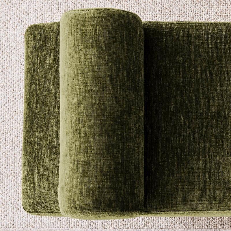 Yeşil Şönil Kumaş Kollu Silindir Yastıklı Ahşap Ayaklı Bench - 153 cm - 164335