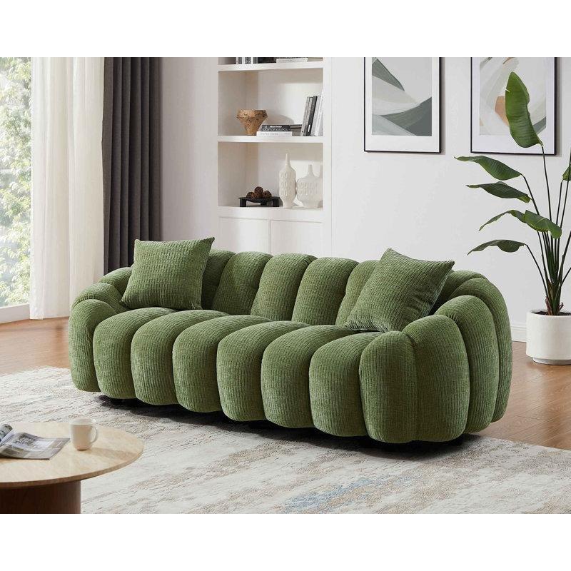 Yeşil Şönil Kumaş Modüler Yaprak Tasarım Kolçaklı Koltuk - 241 cm - 197155