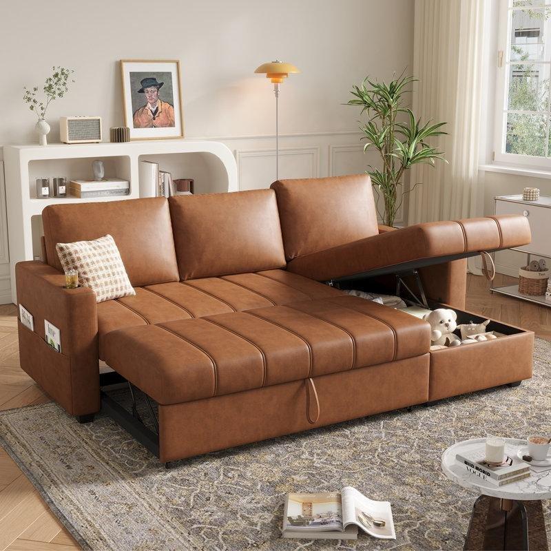 Yeşil Suni Deri Yataklı Depolama Alanlı USB Portlu Köşe Koltuk - 227 cm - 193905