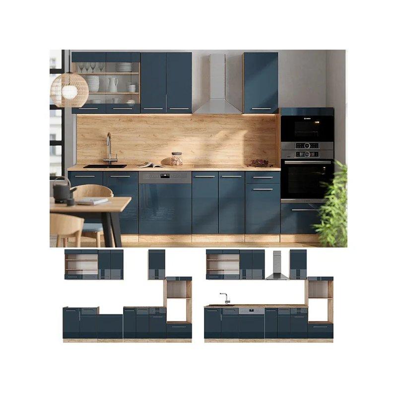 Yeşil ve Gold Meşe Mutfak Modeli - 300 cm - 186466