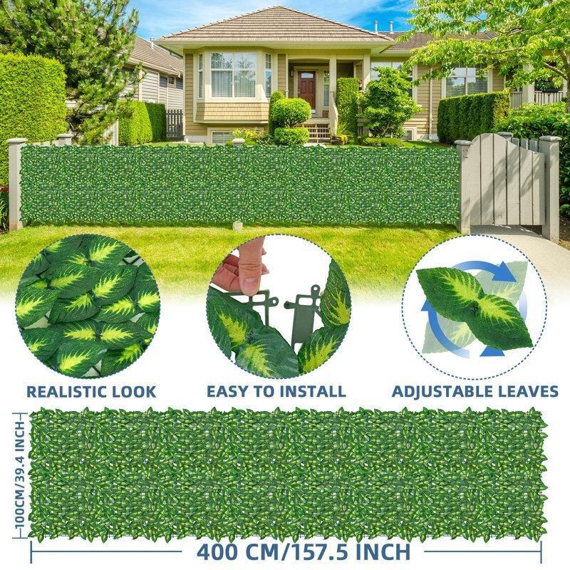Yeşil Yapay Sarmaşık Yapraklı Mahremiyet Sağlayan Yapay Çit - 101x401 cm - 170968