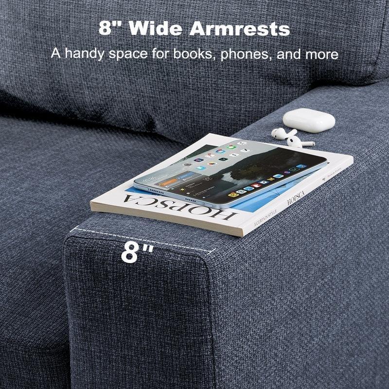 Yıkanabilir Kılıflı Pamuk Karışımlı Kumaş Geniş Kolçaklı Koltuk - 165 cm - 196318