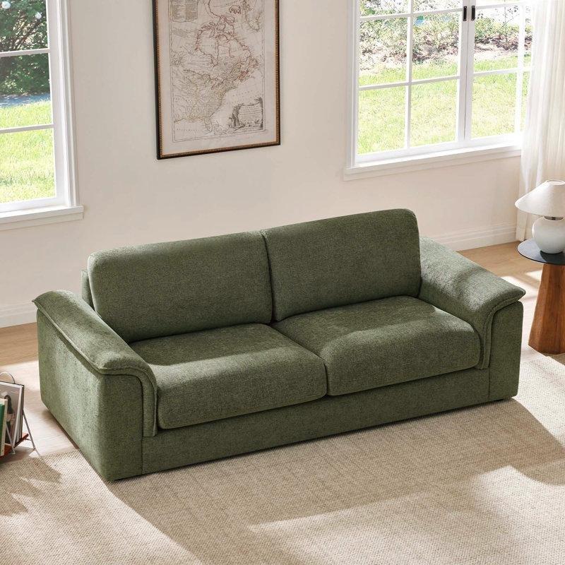 Yosun Yeşili Evcil Hayvan Dostu Polyester Kumaş Modern Üçlü Koltuk - 221 cm - 196127
