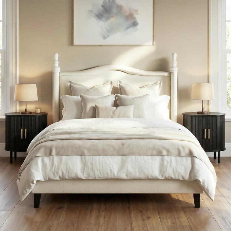 Yuvarlak Tambur Kapaklı Yivli MDF Komodin - 55 cm - 223199