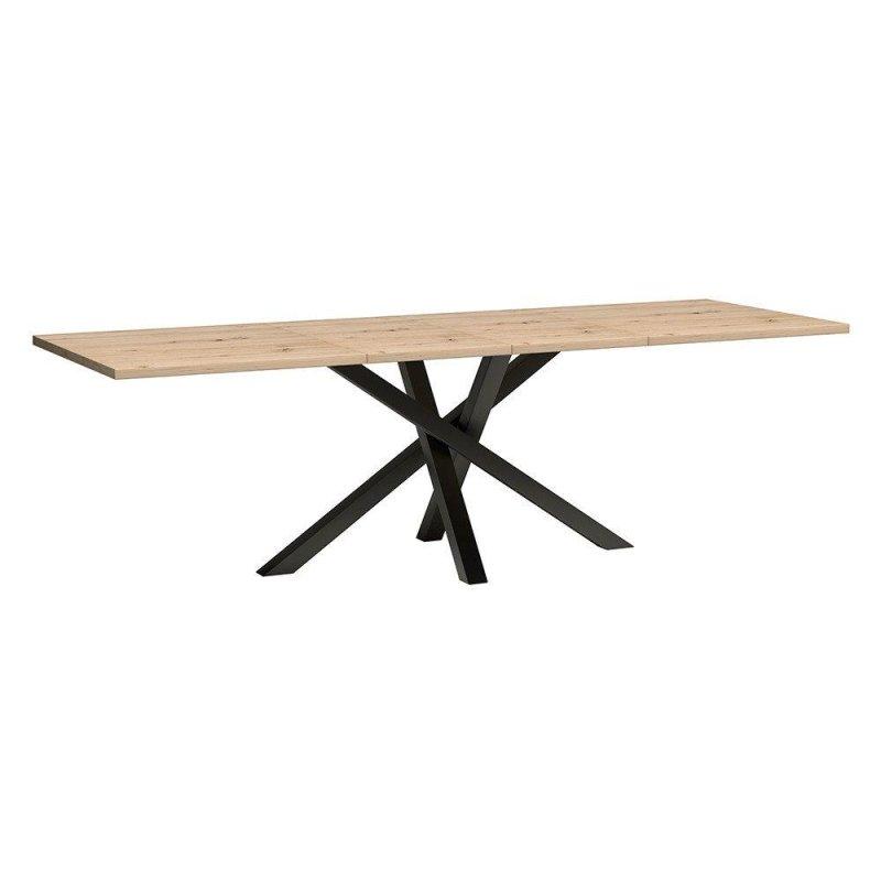 Zanaatkar Meşe Metal Örümcek Ayaklı Açılabilir Bohem Yemek Masası - 160-260x90 cm - 236763