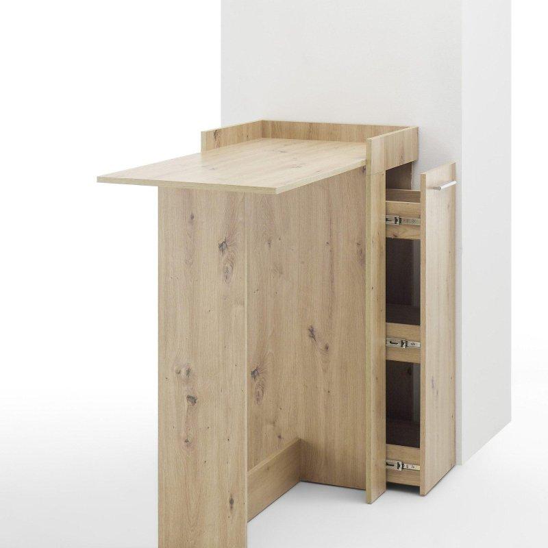 Zanaatkar Meşe Rengi Dolaplı Ahşap Bar Masası - 105x52x101 cm - 232653