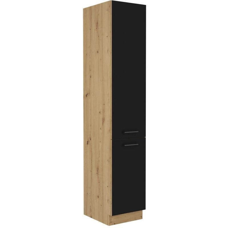 Zanaatkar Meşe ve Mat Siyah Laminat Panel 16 Modüllü Yavaş Kapanır Köşe Mutfak Modelleri - 270x235 cm - 186147
