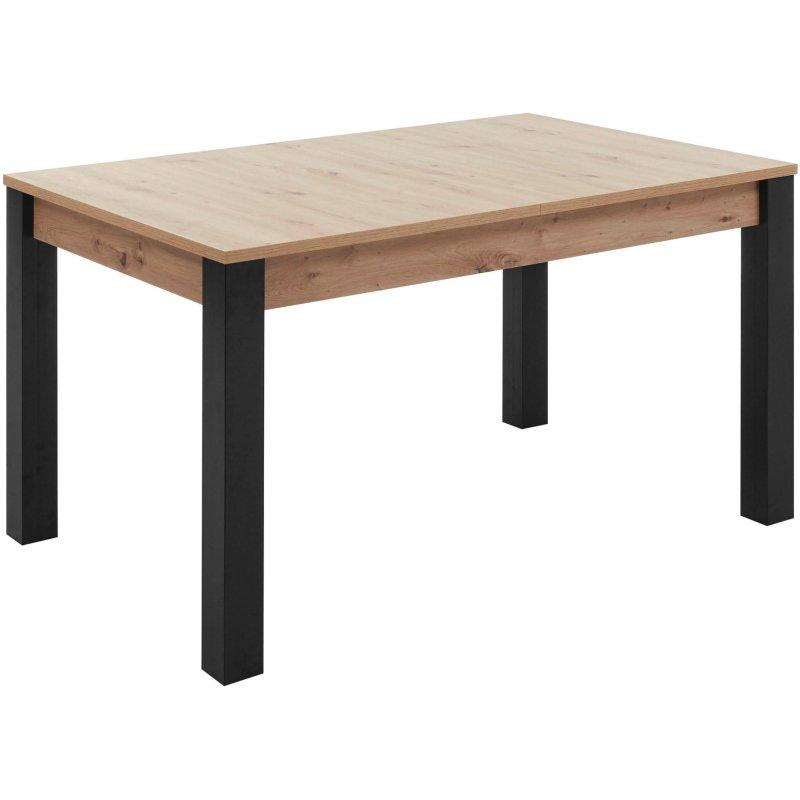 Zanaatkar Meşe ve Siyah MDF Açılabilir Senkronize Mekanizmalı Bohem Yemek Masası - 140-210 cm - 235833