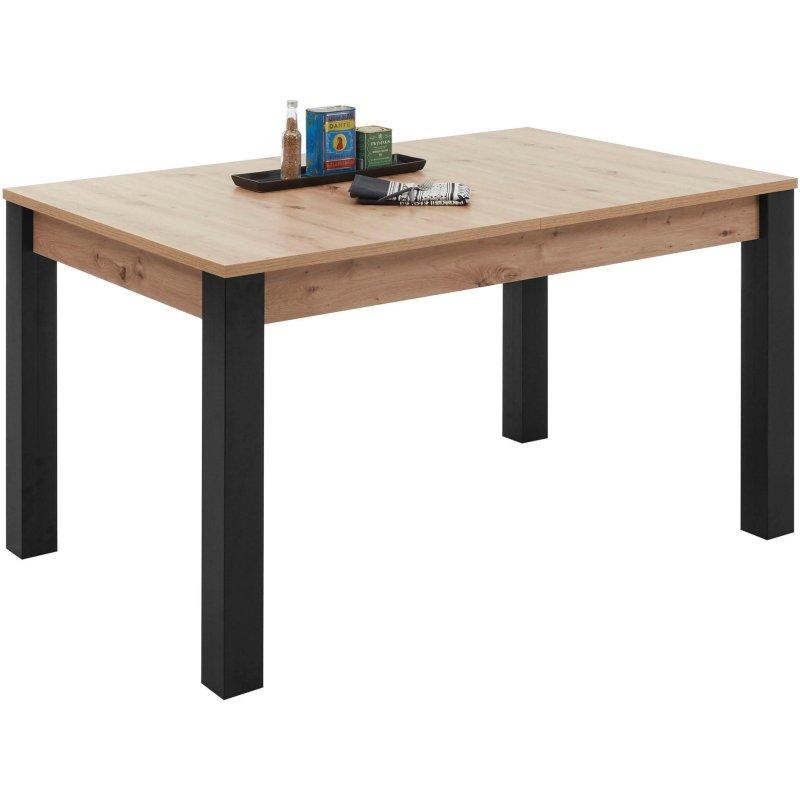 Zanaatkar Meşe ve Siyah MDF Açılabilir Senkronize Mekanizmalı Bohem Yemek Masası - 140-210 cm - 235833