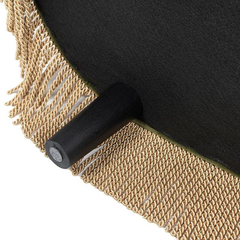 Zeytin Yeşili Kadife Sandıklı Kapitoneli Püsküllü Oval Bench - 124 cm - 164395